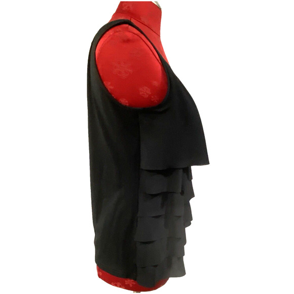NWT Doncaster Collection Size 6 Dressy Black Tank Top Sleeveless Ruffle Front - Picture 5 of 9